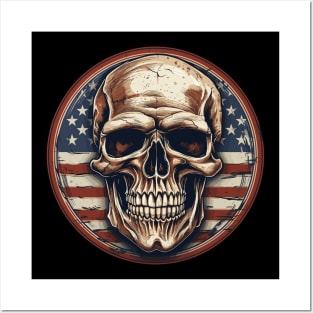 Ghostly Patriot: American Flag Skull Shirt Posters and Art